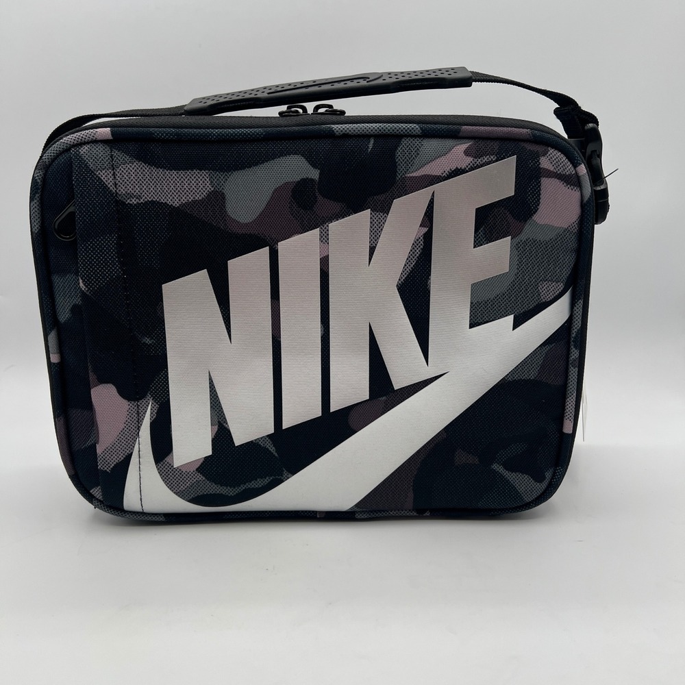 NWT Nike Futura Fuel Tote Camo Lunch Bag Black Grey back to school